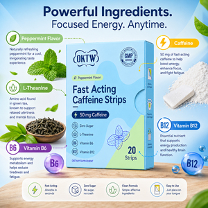 Strisce Orali di Caffeina ad Azione Rapida OKTW con L-Teanina e Vitamina B6, Gusto Menta, Integratore Nutrizionale Quotidiano per il Benessere <span class=keywords><strong>Mentale</strong></span> - Product Image 2