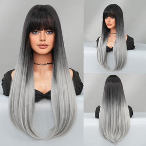 <span class=keywords><strong>ผม</strong></span>ตรงยาวของผู้หญิงชาวยุโรปและอเมริกันที่มี<span class=keywords><strong>ผม</strong></span>ม้าแยกข้างวิกผมแฟชั่นหลายชั้นที่มีที่คลุมศีรษะเต็มศีรษะ - Product Image 6