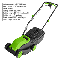 Cortadora de Césped Comercial VERTAK de 1300W, Cortadora de Césped Eléctrica Manual para Cortar Hierba