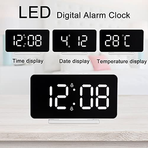นาฬิกาปลุกดิจิตอลแบบมีกระจก LED พร้อมพอร์ต USB ขายตรงจากโรงงาน ฟังก์ชั่นปลุกอัจฉริยะและเลื่อนปลุก - Product Image 2