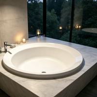 Baignoire ronde moderne en acrylique écologique pour hôtel, spa, projet de salle de bain, OEM, ODM, vente en gros directe d'usine