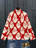 Pull col roulé vintage de Noël pour femme, motif Père Noël, tricoté, avec transfert thermique, personnalisé pour un usage quotidien décontracté ou festif