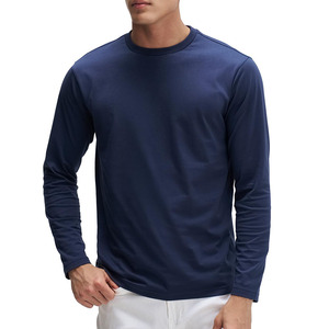 T-shirts à manches longues pour hommes de haute qualité, 100% coton, respirants, anti-transpiration, séchage rapide, écologiques, coupe classique, OEM - Product Image 1