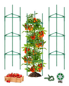 Treillis à tomates triangulaire grand format écologique, support en acier robuste et antirouille pour plantes grimpantes en pot sur balcon - Product Image 1
