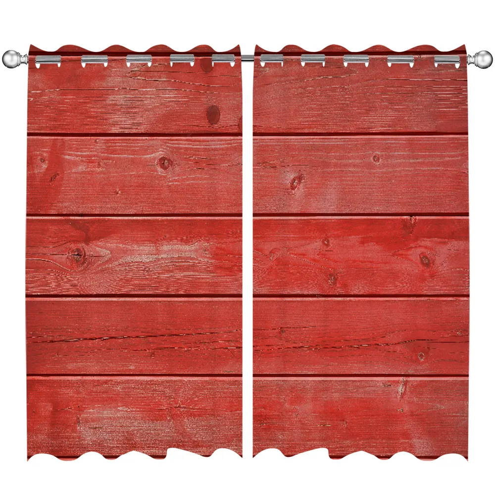 Wholesale Close-Up On Red Painted Wooden Board Grungy Style 3D Printed Office Window Curtains