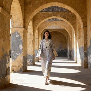 Robe Abaya en Polyester Imprimé de Luxe pour Femmes Musulmanes Élégante et Prête pour les Occasions Spéciales - Product Image 2