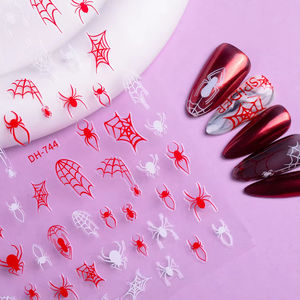 Honey Girl <span class=keywords><strong>Halloween</strong></span> en relieve Nail Art Decals New Spider Web Vampire Zombie Bone Hand Stickers Adhesivo <span class=keywords><strong>de</strong></span> plástico decorativo Henna - Product Image 5
