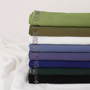 Solid color shawl turban Muslim women <b>scarf</b> shiny rhinestone diamond <b>chiffon</b> turban - Product Image 6