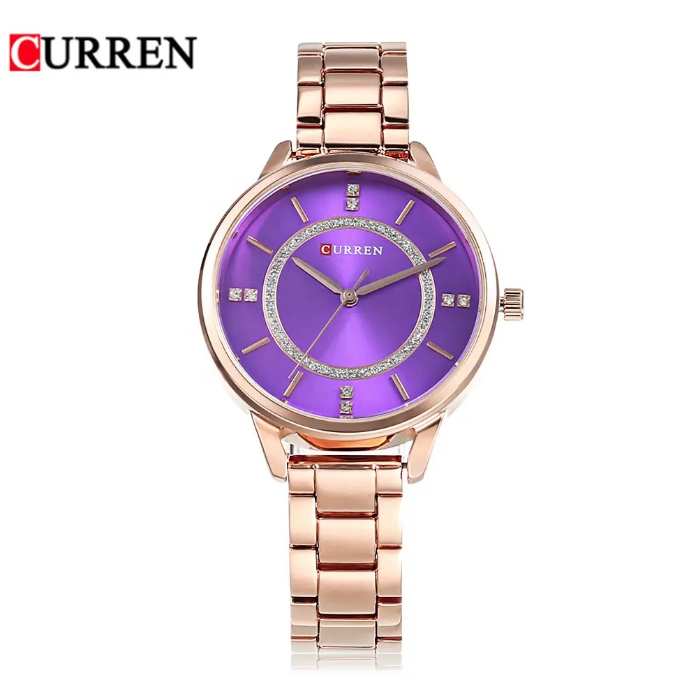 Wholesale Price Curren Watches 9006 Steel Strap Diamond Watch Women Rose Gold Girls Watch Buckle montre