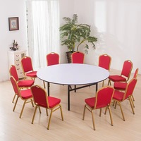 Table ronde pliante de banquet de dessus de table durable de contreplaqué de PVC pour l'usage de salle à manger de mariage et de restaurant