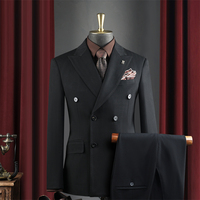 Blazer de costume homme slim croisé élégant décontracté pour l'automne, en tissu polyester/coton anti-plis de haute qualité