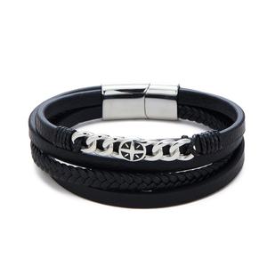 Chunky Vintage Durable Exquisite Workmanship Waterproof Four Layers of Leather Chucky Fashion <b>Bangle</b> Bracelet Jewelry <b>for</b> <b>Men</b> - Product Image 1