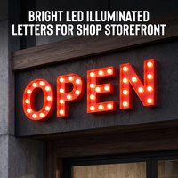 Lettres lumineuses LED YTSF-G13 en polycarbonate, alimentation CC, fixation murale pour devantures de magasins et ambiance festive