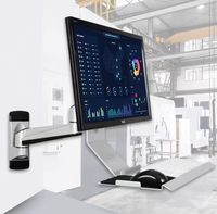 Support mural réglable en hauteur pour moniteur, en alliage d'aluminium, avec plateau pour clavier, pour écrans de 13'' à 27'', rotation à 360°