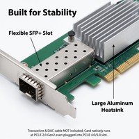 TISHRIC PCIe X4 X8 ke Kartu Jaringan SFP 10Gigabit 10G NIC X520-SFP Adaptor Port Optik dengan Chip Intel 82599N untuk Desktop/Server