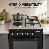 Cuisinière hybride autoportante CKD FCL 2 gaz 2 électriques avec four, kit d'assemblage complet, panneau en acier inoxydable, fabrication professionnelle