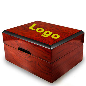 Hot Sell Luxury Factory Wine Red Rectangle Square Pattern Custom Logo Display Packaging <b>Wooden</b> Jewelry <b>Box</b> Organizer <b>for</b> <b>Watches</b> - Product Image 2