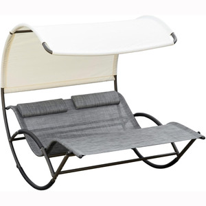 Silla de salón para 2 personas con dosel, hamaca, tumbona con 2 ruedas para patio trasero, junto a la piscina - Product Image 6