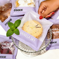 Sacs à pâtisserie personnalisés avec logo imprimé, qualité alimentaire, scellés sur 3 côtés, en plastique laminé, petits sacs transparents thermoscellables pour biscuits individuels