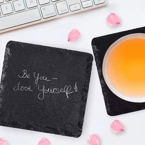 Sous-verres en <span class=keywords><strong>ardoise</strong></span> noire Sous-verres en pierre carrés en vrac Sous-verres de bar faits à la main rustiques - Product Image 1