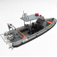 Bateau gonflable à double coque en aluminium de 25ft 760cm avec toit rigide