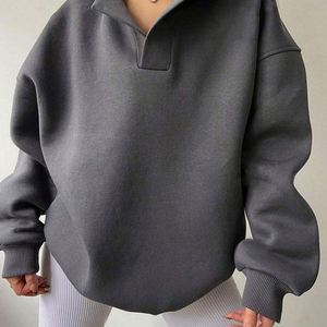 Sweat-shirt à capuche ample en polaire brodé avec logo, coupe décontractée, en polyester/coton, pour femme, idéal pour l'automne – Vente en gros - Product Image 6