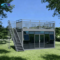 Bâtiment modulaire à double niveau, robuste, portable, élégant, spacieux, résistant aux intempéries, à assemblage rapide et personnalisable