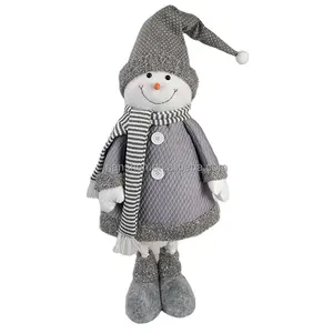 圣诞毛绒毛绒雪人站立人物手工圣诞雪人娃娃，带可拉伸腿，用于圣诞壁炉壁炉架