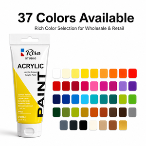 Peintures acryliques Risa Studio en tubes de 75 ml, 37 couleurs vives en <span class=keywords><strong>gros</strong></span>, pour toile, bois, pierre, <span class=keywords><strong>peinture</strong></span> artistique, bricolage, artisanat et loisirs créatifs - Product Image 2