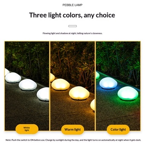 Lampes de jardin LED <span class=keywords><strong>solaires</strong></span> en forme de <span class=keywords><strong>galets</strong></span> simulés pour l'éclairage extérieur des pelouses et allées - Product Image 2