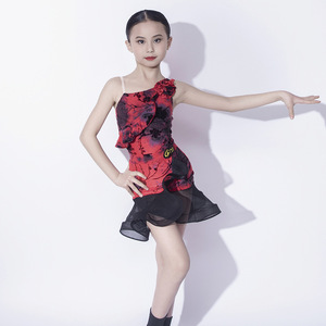 Traje de Baile Vintage para Niñas, Falda con Volantes y Rosas 3D, para Salsa Latina, <span class=keywords><strong>Jazz</strong></span>, Baile Contemporáneo, Competencia y Entrenamiento - Product Image 2