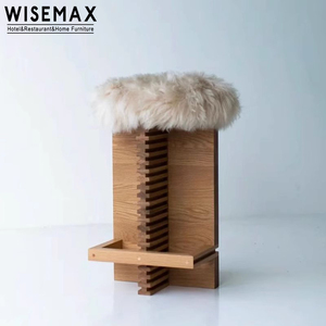 เฟอร์นิเจอร์ห้องนั่งเล่นดีไซน์เนอร์สไตล์ WISEMAX โครงไม้หุ้มขนแกะ ที่วางเท้าทรงกลม สำหรับอพาร์ทเม้นท์ - Product Image 5