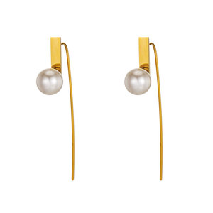 Boucles d'oreilles classiques vintage en acier inoxydable étanche, plaquées or PVD 14k 18k, bijoux de mode pour femmes, boucles d'oreilles à clous en perles pour femmes - Product Image 5
