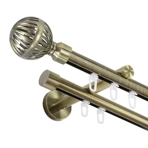 Round aluminum profile curtain accessories new design wholesale home decoration curtain track sets brass curtain finial