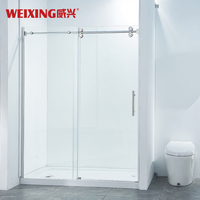 Cabine de douche en verre trempé sans cadre en acier inoxydable chromé sur mesure de bonne qualité