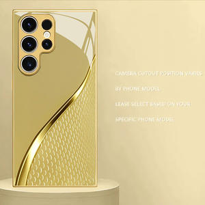 Custodia Protettiva in Vetro Temperato per <span class=keywords><strong>Samsung</strong></span> <span class=keywords><strong>Galaxy</strong></span> S26 Ultra S25 Edge S24 S23FE, Custodia Dorata Curva con Motivo a Scaglie. - Product Image 5