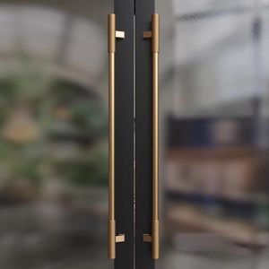 Manija de puerta de vidrio para <span class=keywords><strong>hotel</strong></span>, con textura moleteada, resistente, para puertas correderas de entrada de madera grande, en negro y oro rosa. - Product Image 2