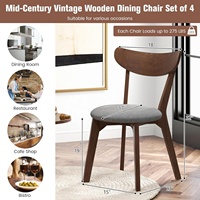 Chaises de salle à manger modernes du milieu du siècle Jambes en bois de caoutchouc Siège rembourré Dossier incurvé Chaises en noyer Salle à manger