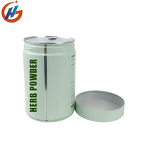 Boîte cylindrique en étain pour poudre d'herbes de qualité alimentaire personnalisée, boîte à thé en métal ronde, emballage hermétique, boîte à thé en métal