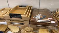 Bambus-Lackiertabletts, einlagig, rechteckig, mit goldenen Metallgriffen, Servierplatten-Set, tragbar, für Zuhause & Wohnzimmer, Deko, Küche