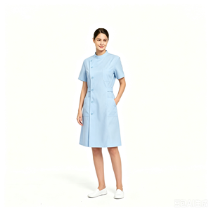 Robe d'infirmière à col mandarin et patte de boutonnage latérale, en coton infroissable, uniforme d'allaitement, blouse pour personnel de clinique <span class=keywords><strong>dentaire</strong></span> et esthétique, OEM - Product Image 5