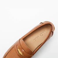 Mocassins Penny Décontractés Vintage pour Femmes avec Boucle Dorée, Semelle Extérieure en Caoutchouc, Légers et Confortables en Cuir Véritable