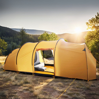 Tente familiale dôme spacieuse 4 personnes, double couche en toile, poteaux en fibre de verre, pour glamping et camping extérieur, tunnel pour enfants, toutes saisons