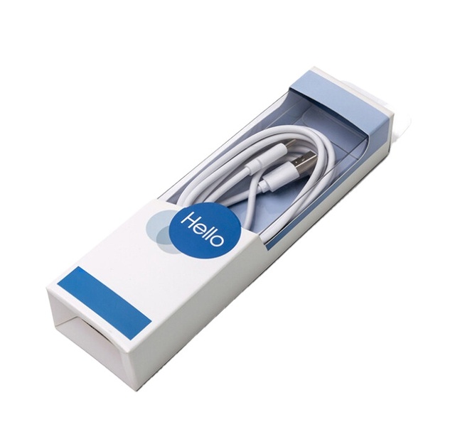 Customized Clear PVC Packaging Box with Window Recyclable Hanging Charger Data Cable Earphones for Cameras Speakers
