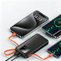 Batterie externe portable 10000mAh 22.5W à charge rapide avec câble Type-C intégré, affichage numérique, logo personnalisé