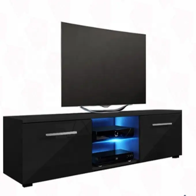 Meuble TV en bois, nouveau design 2019, prix d'usine, style moderne, éclairage LED, idéal pour le salon