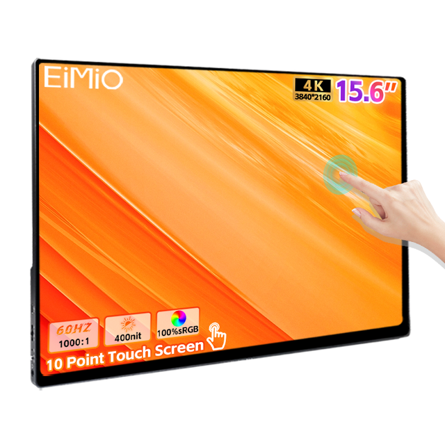 Eimio 15.6" Portable Monitor Laptop 4K UHD 3840x2160P IPS 60Hz USB-C Touch Screen Built-in Speaker Laptop Screen Extender OEM