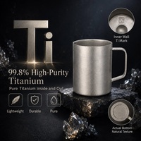 Mug Kopi Titanium Murni dengan Pegangan Terintegrasi yang Nyaman dan Mewah untuk Promosi Hadiah Bisnis Grosir