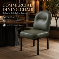 Chaise de salle à manger ergonomique moderne avec dossier incurvé matelassé, assise rembourrée beige, pieds en métal pour hôtel, restaurant