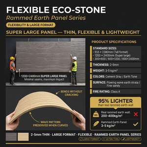 Série de panneaux <span class=keywords><strong>en</strong></span> terre battue éco-responsables flexibles, carrelage mural 3D ultra-fin <span class=keywords><strong>en</strong></span> céramique souple pour murs intérieurs et extérieurs de villas modernes, <span class=keywords><strong>mur</strong></span> de fond - Product Image 4